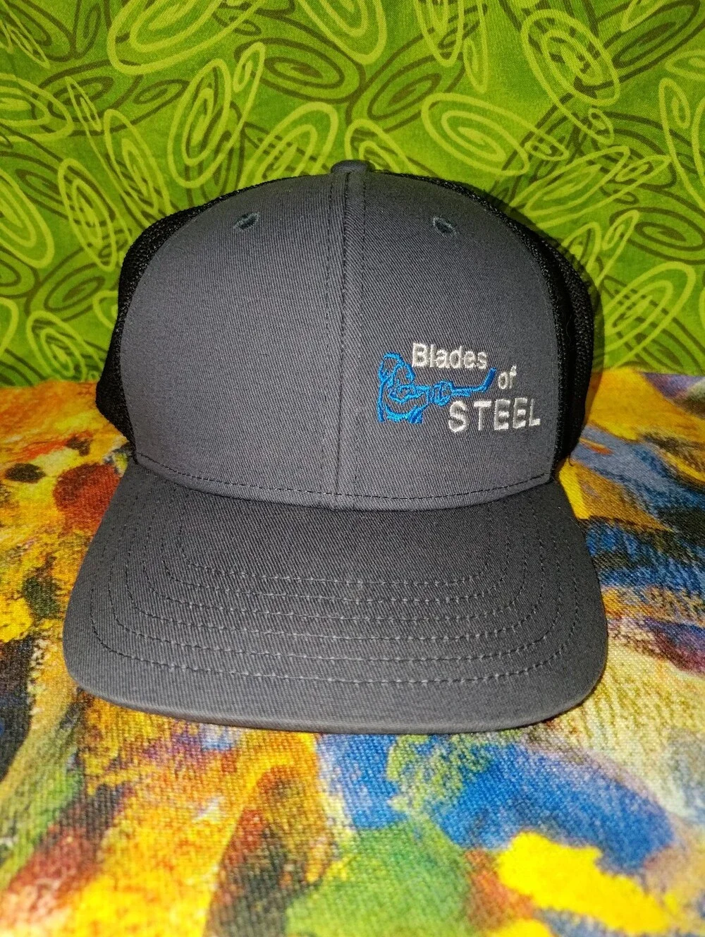 Blades Of Steel Embroidered Trucker Mesh Snapback Hat Cap OSFM
